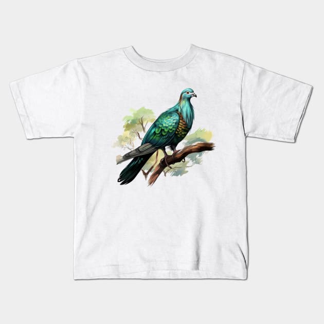 Nicobar Pigeon Kids T-Shirt by zooleisurelife